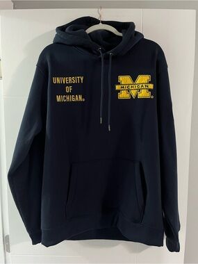 University of Michigan Navy Hoodie with Yellow University Logo